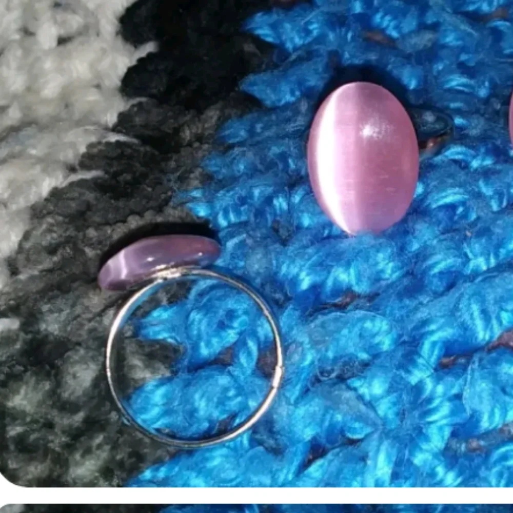 Pink cats eye stone adjustable ring - Picture 1 of 1
